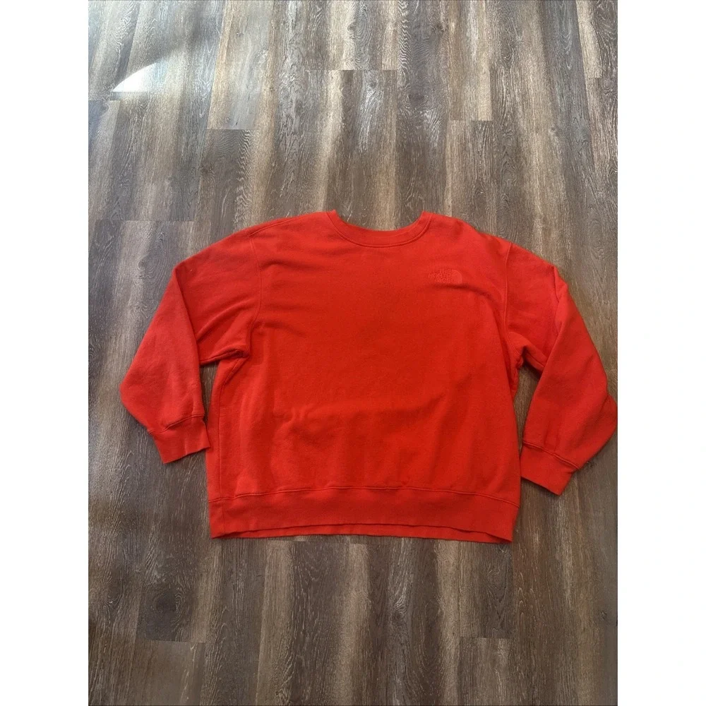 THE NORTH FACE Mens XXL Sweatshirt Embroidered Logo Crewneck Orange